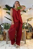 Made in Italy Benji Linen Panel Wave Vest Chilli Pepper /11 = ** 
